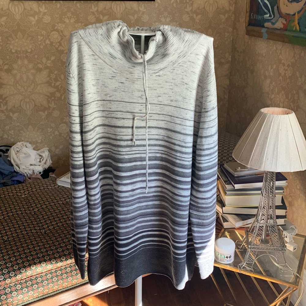 T by Talbots funnel tie neck ombré stripe tunic/pullover. Never worn